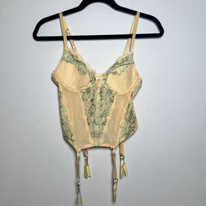 Vintage Corset Mesh Lace Floral Embroidered Coquette Fairy Grunge Y2K Garter